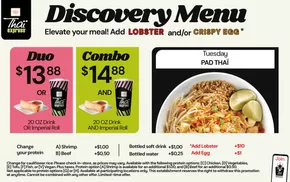 Thai Express catalogue in Sherbrooke QC | Discovery Menu | 2025-04-29T00:00:00.000Z - 2025-05-29T00:00:00.000Z