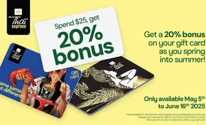 Thai Express catalogue in Salaberry-de-Valleyfield | Spend $25, get 20% bonus | 2025-05-30T00:00:00.000Z - 2025-06-16T00:00:00.000Z