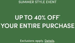 UP TO 40% OFF YOUR ENTIRE PURCHASE