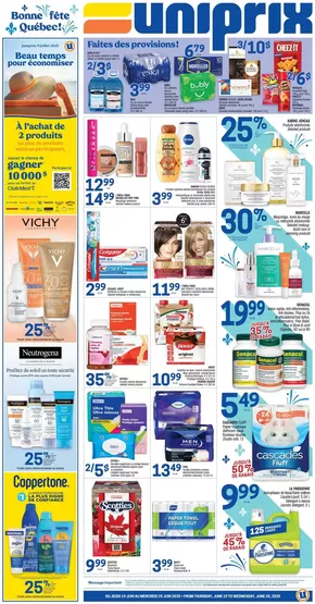 Uniprix catalogue in Rimouski | Current deals and offers | 2025-06-19T00:00:00.000Z - 2025-06-25T00:00:00.000Z