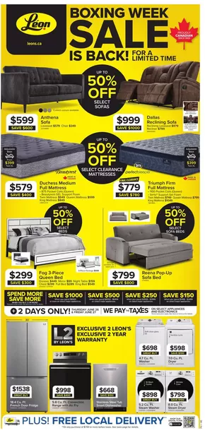 Leon's catalogue in Quebec | Great offer for bargain hunters | 2025-06-26T00:00:00.000Z - 2025-07-16T00:00:00.000Z