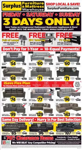 Surplus Furniture catalogue in Calgary | Three days only  | 2025-07-01T00:00:00.000Z - 2025-07-06T00:00:00.000Z